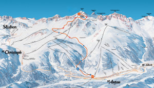 Pistenplan vom Skigebiet Arlberg